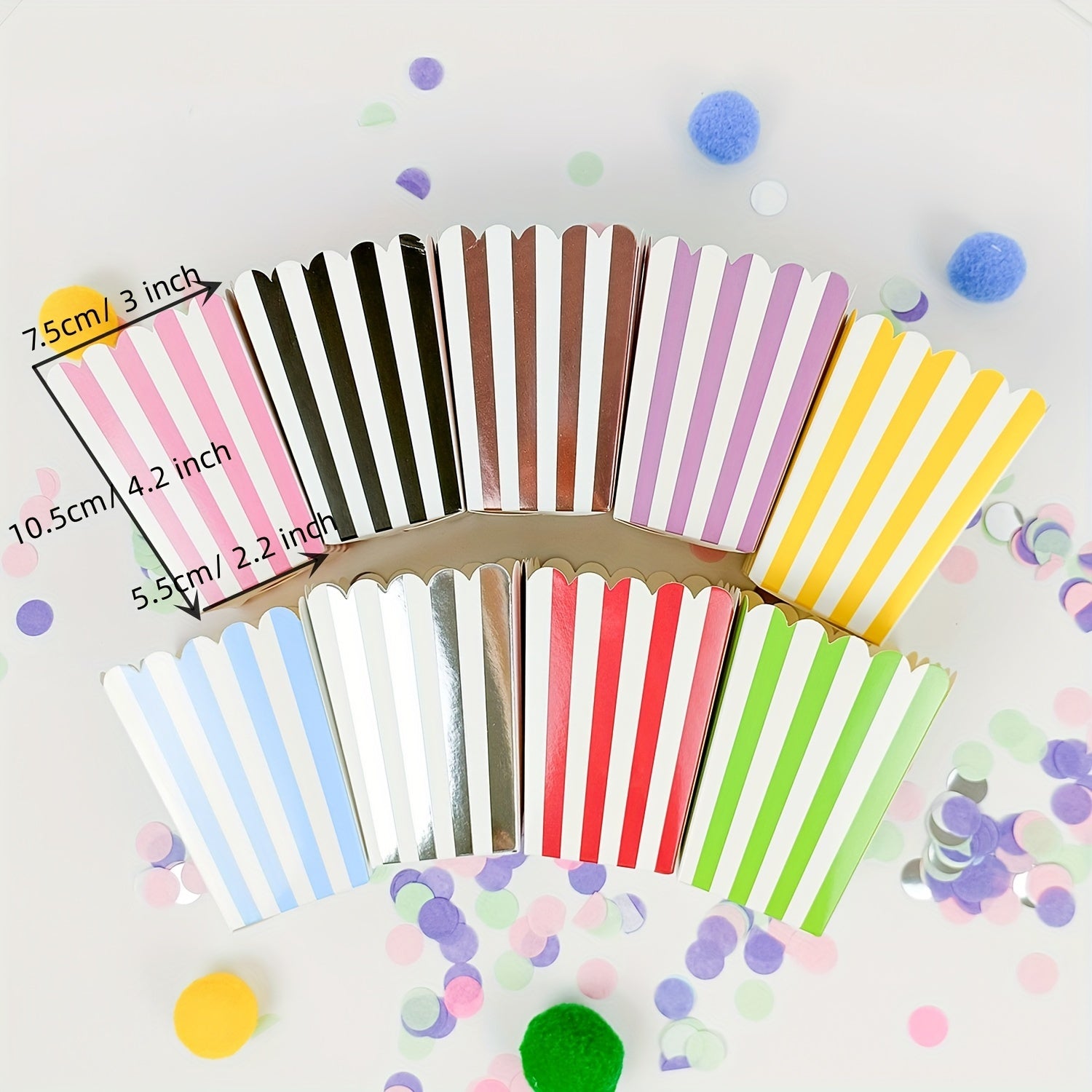 12 Pcs Striped Paper Popcorn Boxes Candy Box Picnic Snacks Boxes