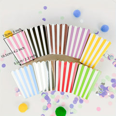 12 Pcs Striped Paper Popcorn Boxes Candy Box Picnic Snacks Boxes