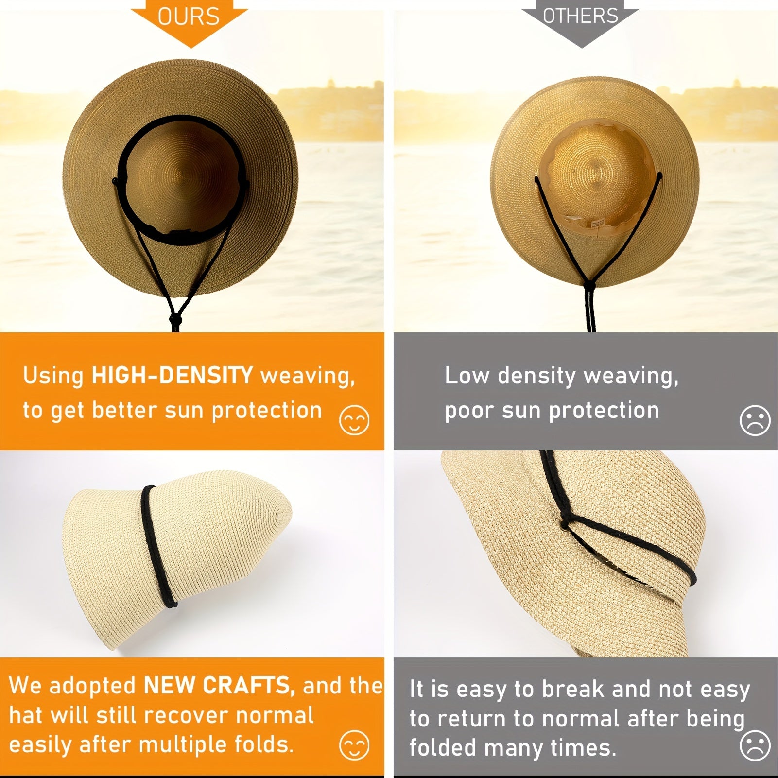 Perforated Straw Hat Summer Sun Hat Men Women