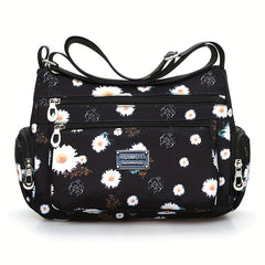 Floral Nylon Crossbody Bag Layered Fashionable Shoulder Purse