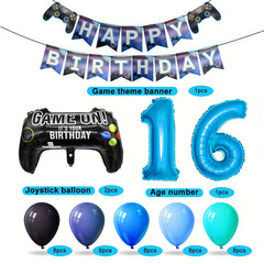 Video Game Party Birthday Decoration Set with Happy Birthday Banner