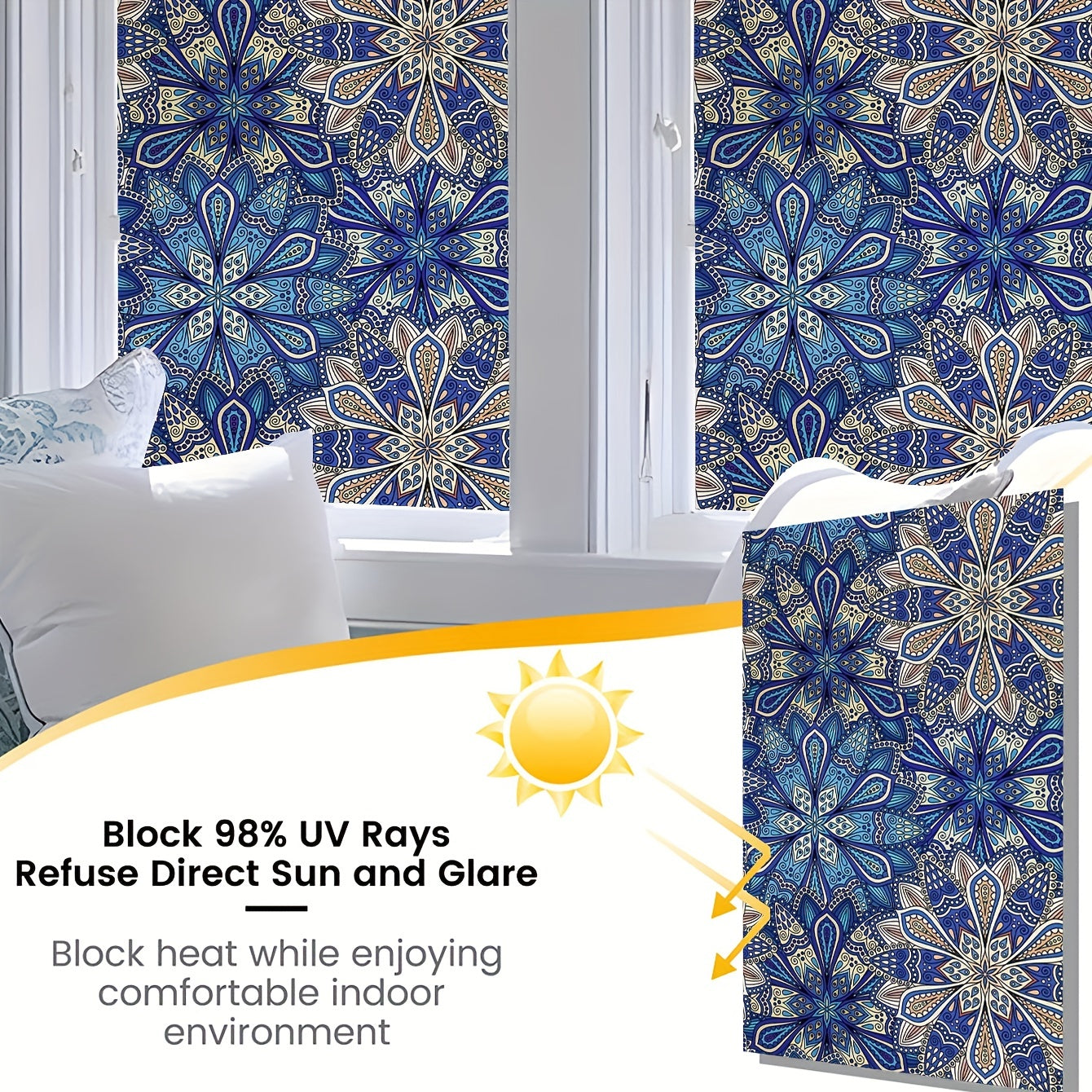 Purple Bohemian Patterned Privacy Glass Film