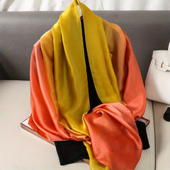 Gradient Silk Shawl Windproof Travel Scarf for Women