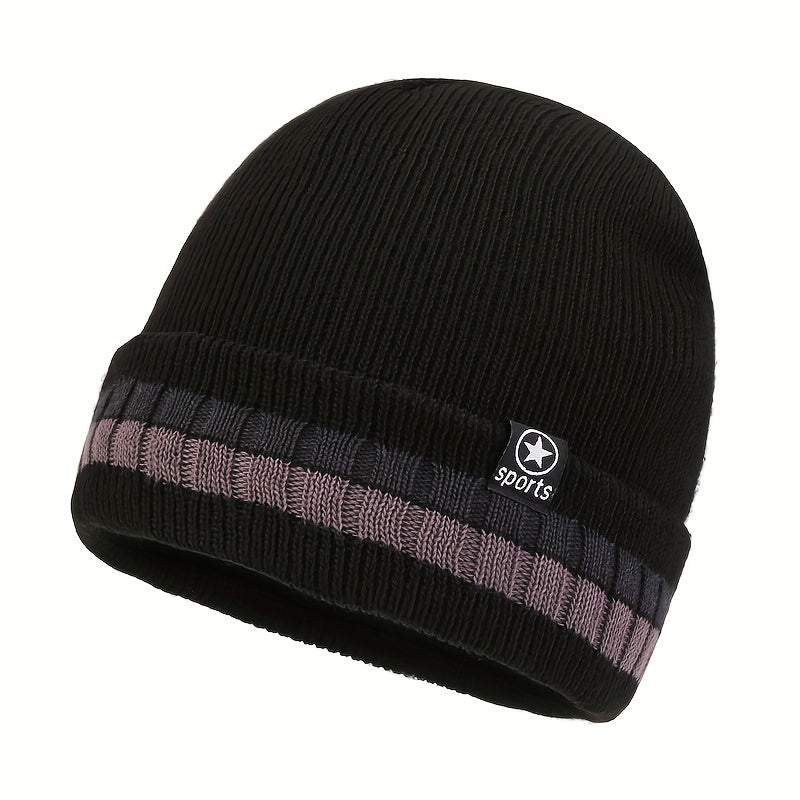 Winter Knitted Beanie Hat Fleece Lined Thermal Cap
