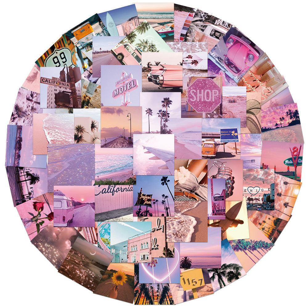 62pcs Colorful California Sunshine Graffiti Stickers for Fun