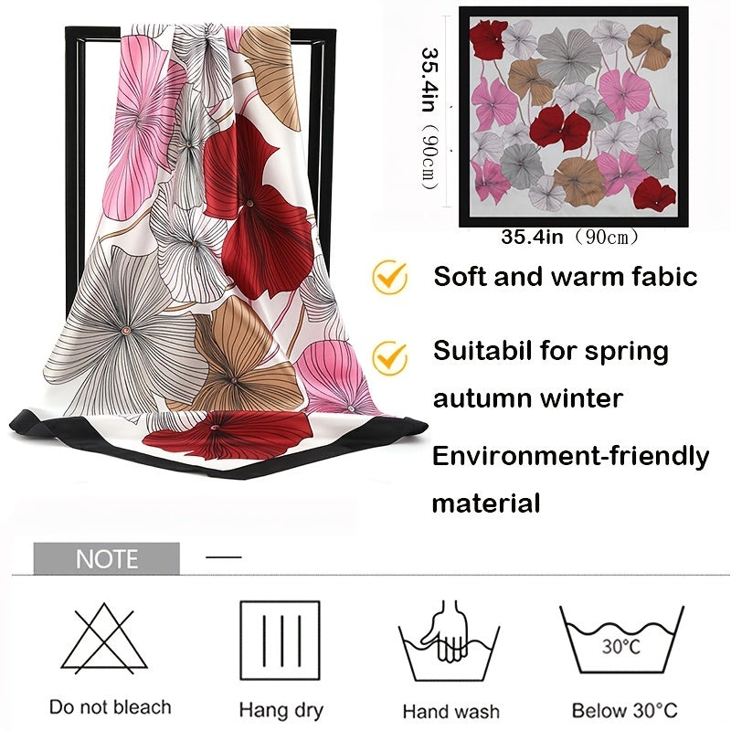 Large Silk Satin Scarf Square Shawl Hijab Print Women 35.4