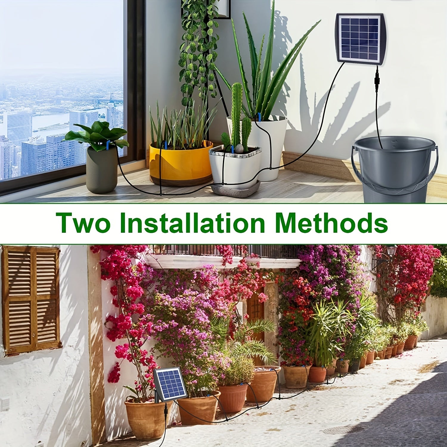 Solar Drip Irrigation Kit System w/ Timer Indoor/Outdoor