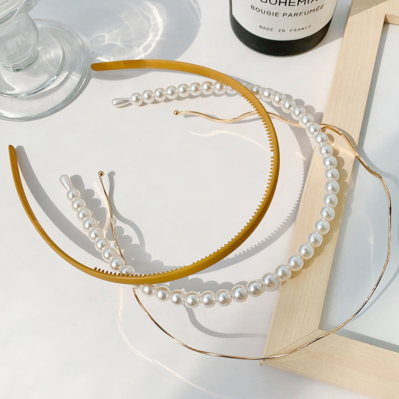 3pcs Faux Pearl Hair Bands & Wave Headband Hair Accessories Set