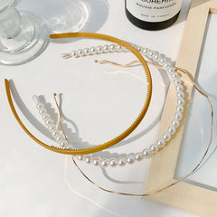 3pcs Faux Pearl Hair Bands & Wave Headband Hair Accessories Set