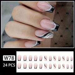 24 pcs Glossy Square Pink Press On Nails - Acrylic False Nails for Women & Girls