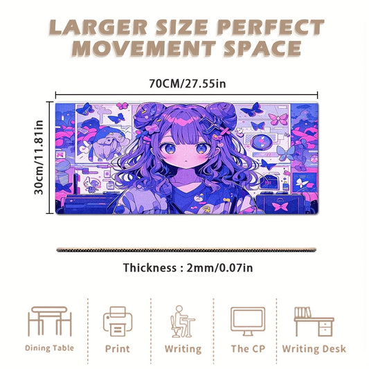 Refreshing Style Rectangular Mouse Pad Animation Purple Girl