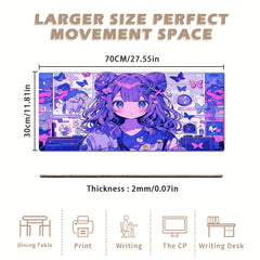 Refreshing Style Rectangular Mouse Pad Animation Purple Girl