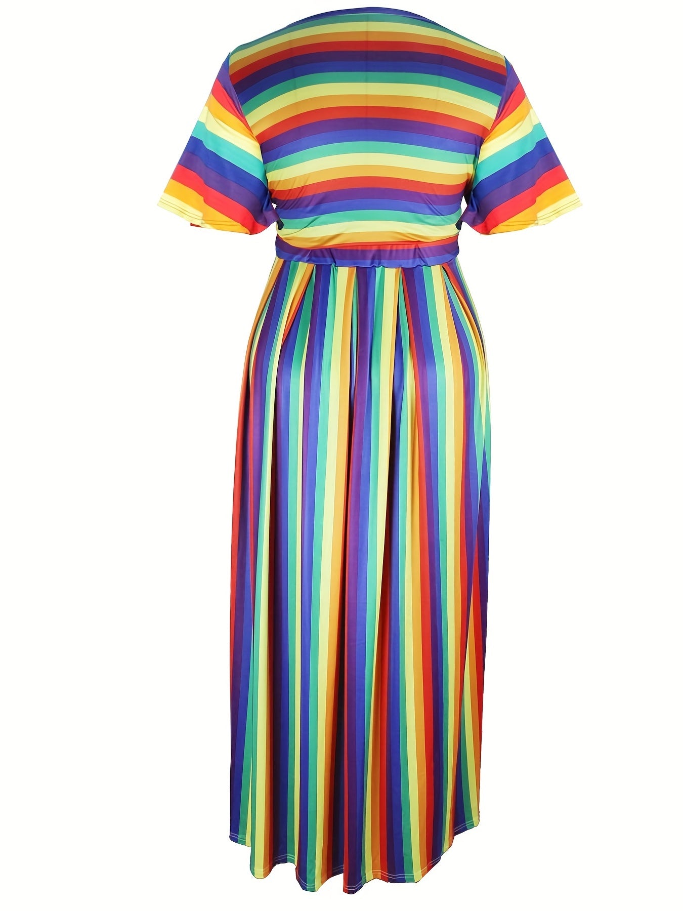  Colorful Stripe Crop Top & Maxi Skirt Outfit Set