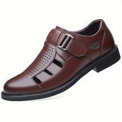Men's PU Leather Closed Toe Sandals Adjustable Hook And Loop Loafers Summer