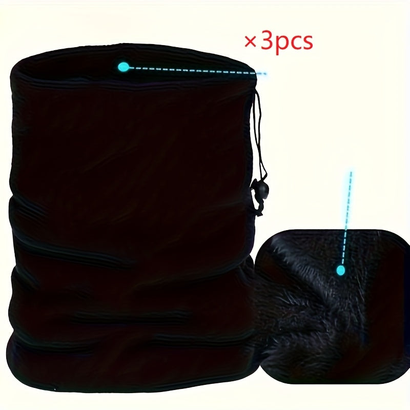 3pcs Unisex Fleece Neck Gaiters with Button Closure