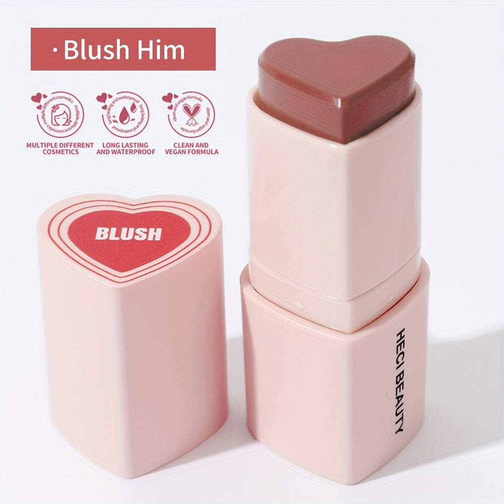 Heart Shape Blush Stick Cream Blush Beauty Pink Highly Pigmented Long Lasting