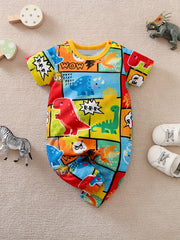 Baby Boys Dinosaur Print Short Sleeve Jumpsuit