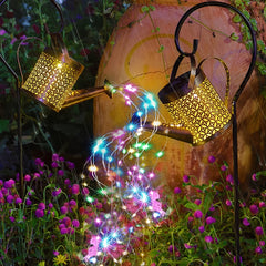 Solar Watering Can Lights String Hanging Solar Waterfall Lights Waterproof