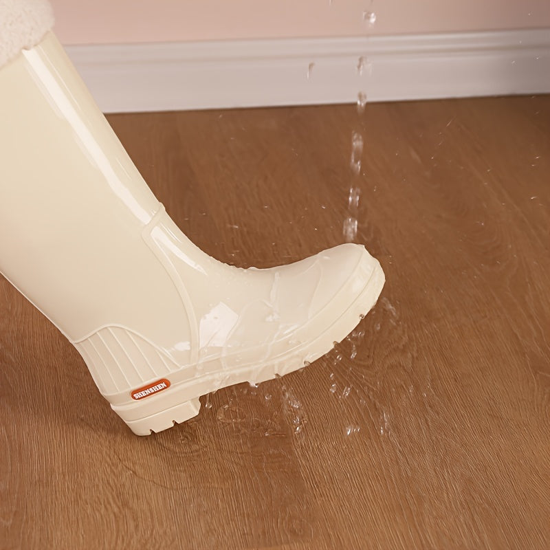 Women's Solid Rain Boots Waterproof Work Rubber Shoes