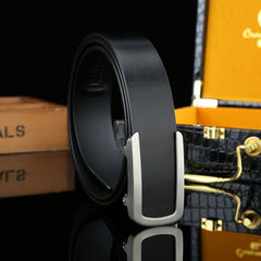 Men's Durable Cowhide Belt with Stainless Steel Buckle