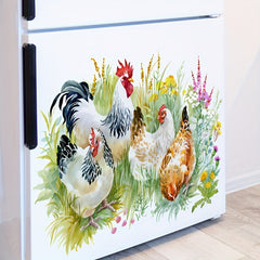 Pastoral Wall Sticker Grass Rooster Hen Pvc Waterproof Self-adhesive Removable