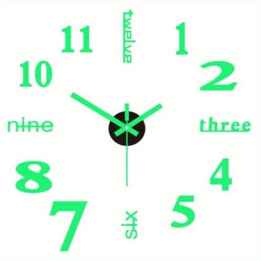 Large Frameless Wall Clock Sticker for Room Kitchen Glass Decoration DIY Scene