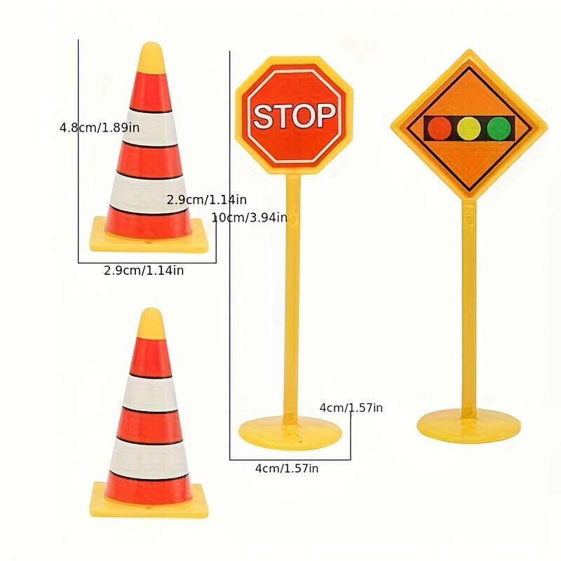 5pcs Mini Roadblock Toy Traffic Signs Decoration