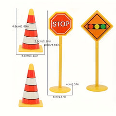 5pcs Mini Roadblock Toy Traffic Signs Decoration