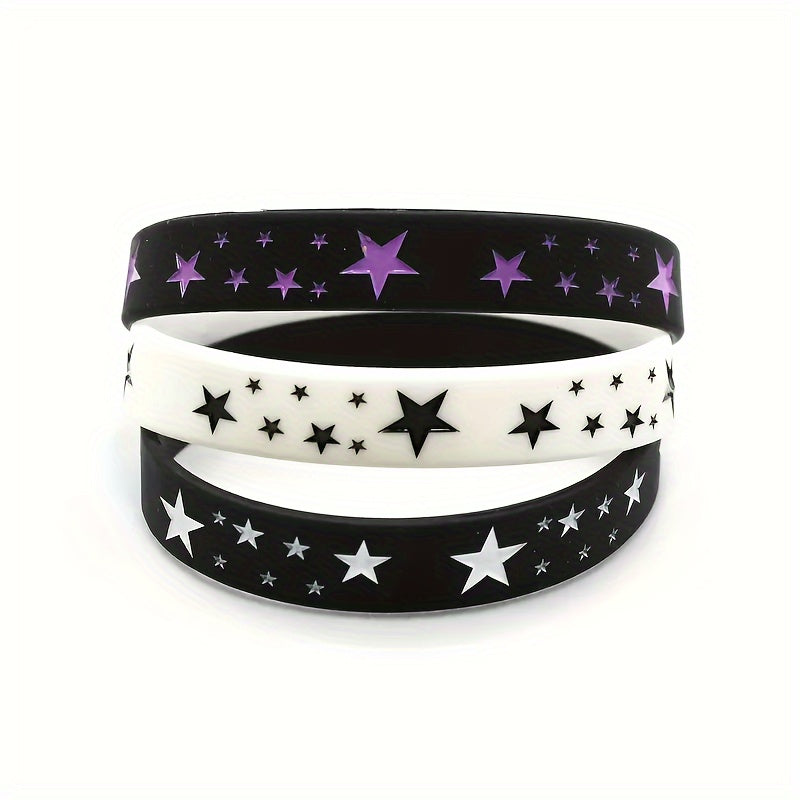 3 Pcs Star Graphic Silicone Bracelet Unisex Sports Wristband