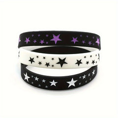 3 Pcs Star Graphic Silicone Bracelet Unisex Sports Wristband