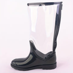 Women's Transparent Waterproof Rain Boots Non Slip Wear Resistance PVC Flat