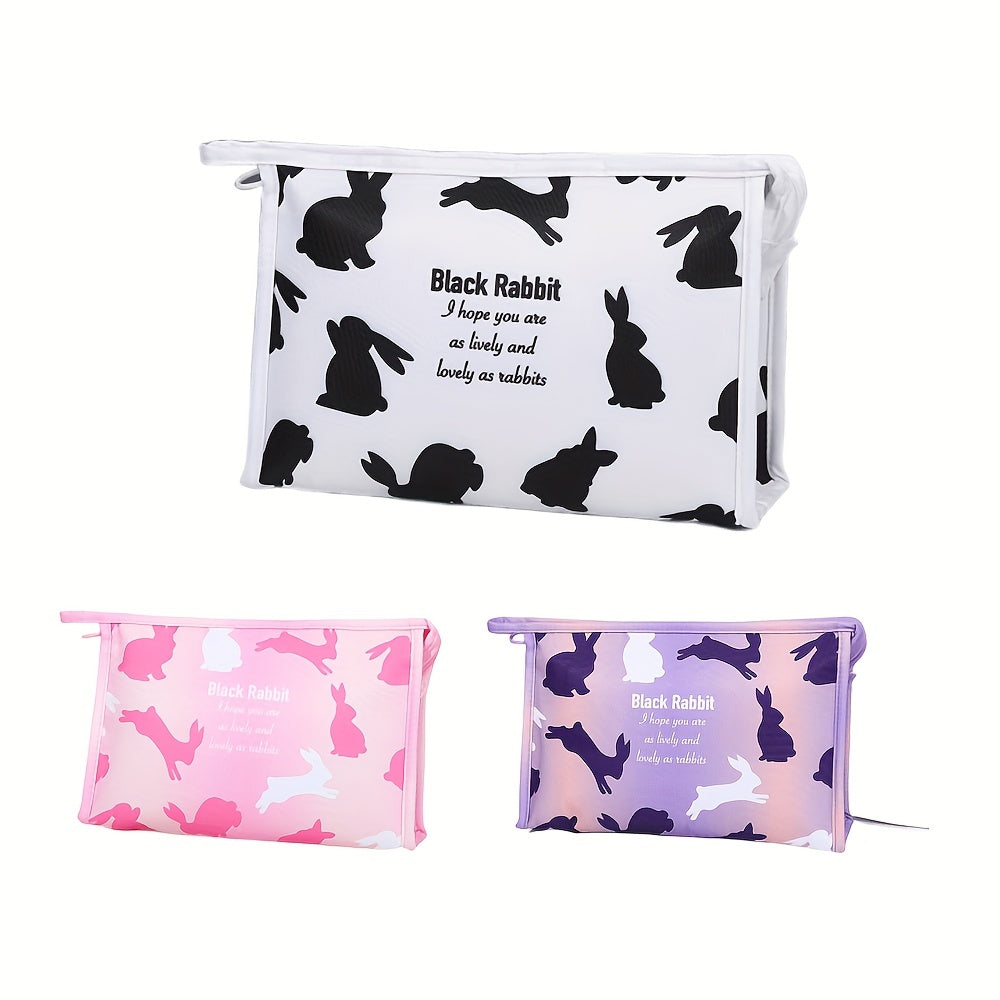 Rabbit & Letter Pattern Cosmetic Bag Portable Makeup Bag