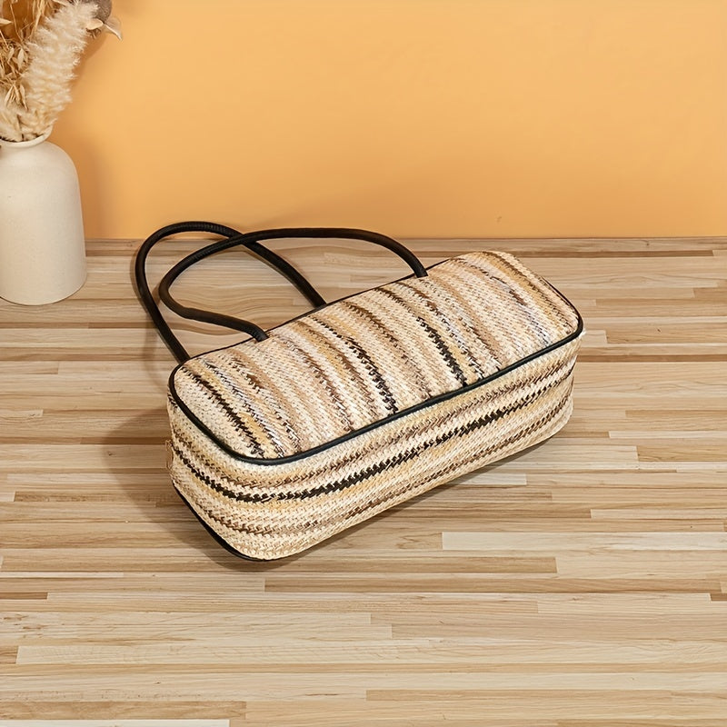 Colorful Straw Woven Shoulder Bag Large Capacity