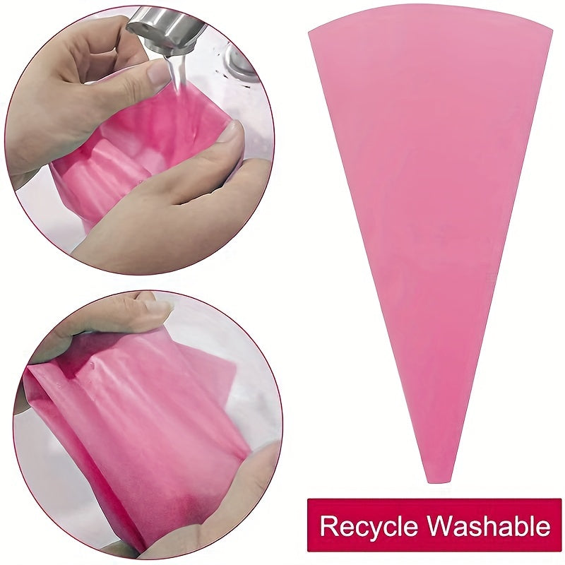 21pcs Piping Bags And Tips Set - Reusable Silicone Pastry Bag With Stainless Ste