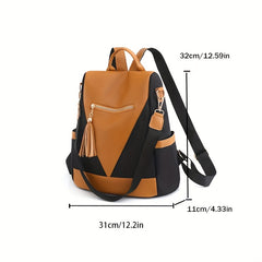Contrast Backpack Purse Anti theft Lightweight Shoulder Bag