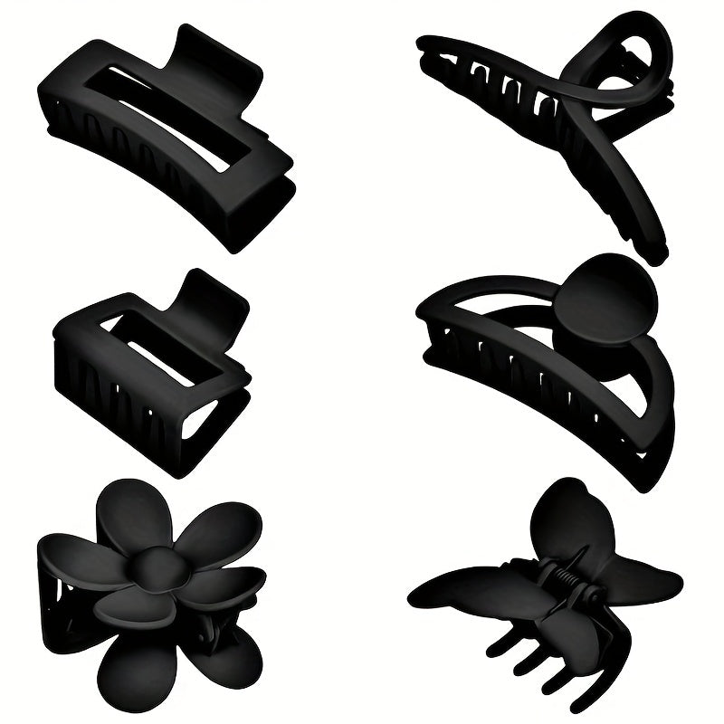 6pcs Flower Rectangle Hair Claw Nonslip Ponytail Holder
