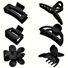 6pcs Flower Rectangle Hair Claw Nonslip Ponytail Holder