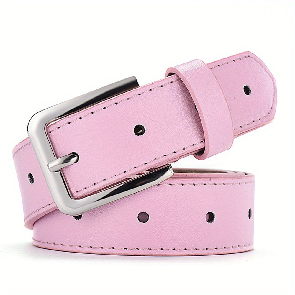 Solid PU Belt with Square Buckle for Women