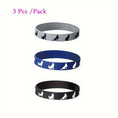 3Pcs Wolf Themed Party Silicone Bracelets