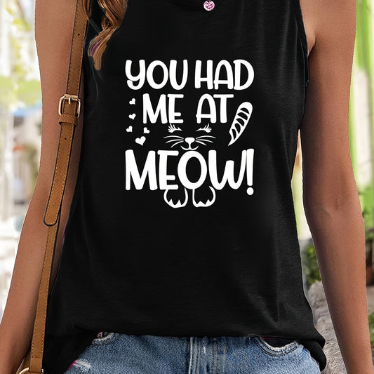 Heart And Letter Print Summer Tank Top Sleeveless Crew Neck