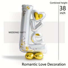 38 Inch LOVE Standing Combo Aluminum Balloon With Golden Base