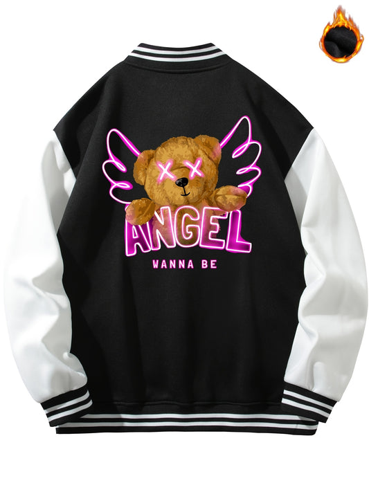 Men's Long Sleeves Angel Wana Be Bear Print Jacket