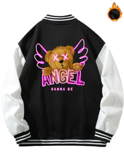 Men's Long Sleeves Angel Wana Be Bear Print Jacket