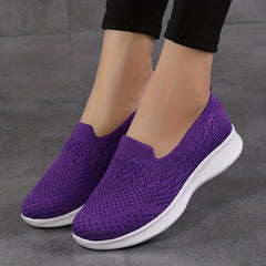 Women's Breathable Knit Flat Shoes Lightweight Low Top Slip On Shoes