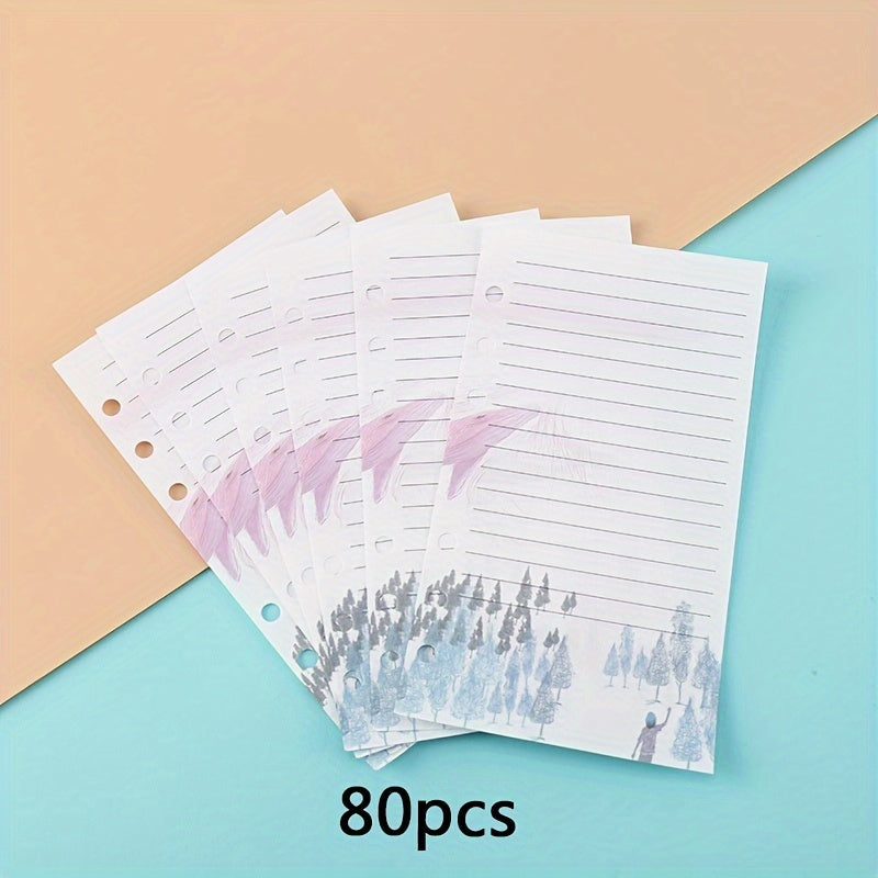 80pcs A6 6 Hole Loose leaf Journal Refills Colour Inserts Replacement Handbook