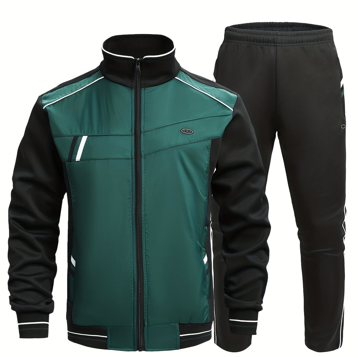 Men's Green Sports Suit Zip Up Jacket & Comfy Pants
