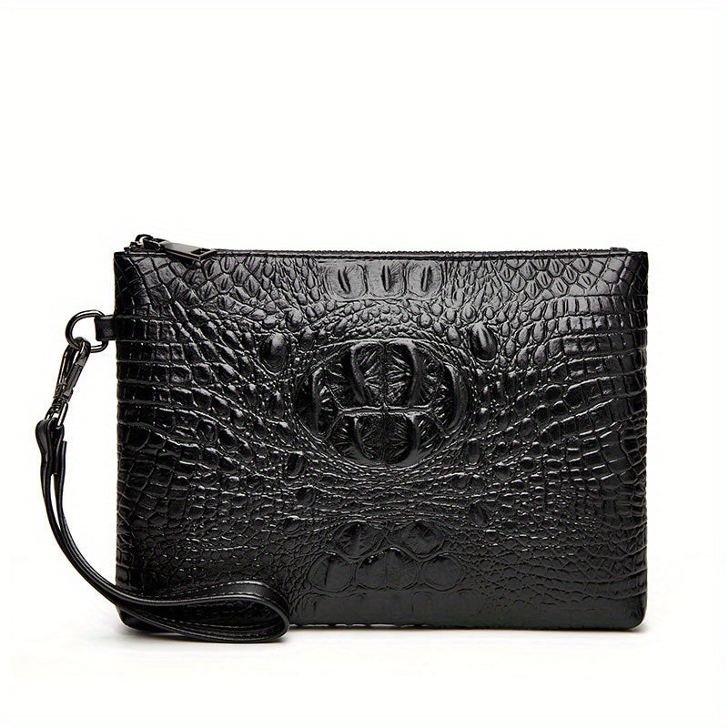 Men's Crocodile Clutch Bag Business Wear Envelope Handbag
