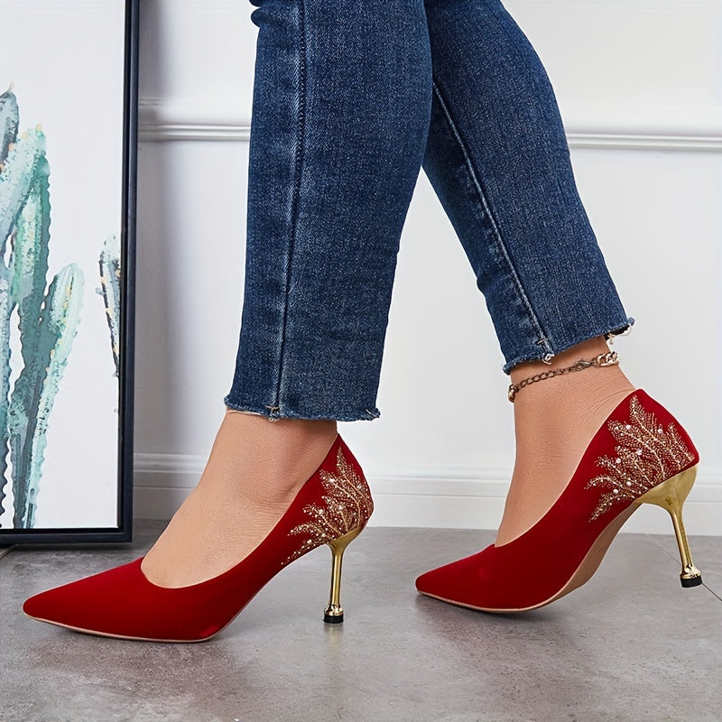 Women's Rhinestone High Heels Pointed Toe Stiletto Heels