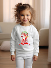 Christmas Santa Print Girls Sweatshirt Crew Neck Tops