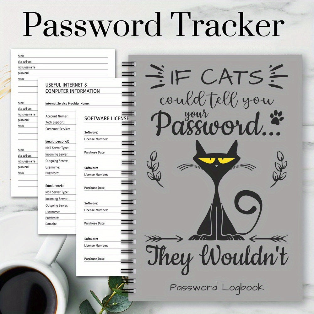 Cat Spiral Password Notebook: Login Recording
